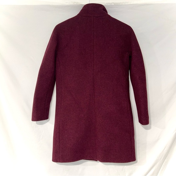 J. Crew Burgundy Cocoon Italian Stadium Cloth Wool Winter Long Coat - Picture 11 of 14